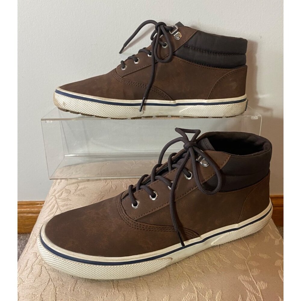 Sperry Mens Brown High-Top Sneakers Lace-Up Closure Size 8.5